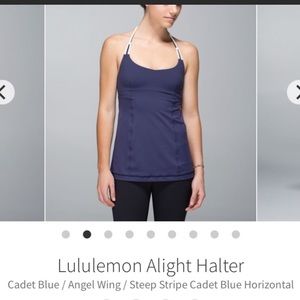 VEUC Lululemon Alight Halter Cadet Blue/White Stripe Horizontal Tank Top -size 4